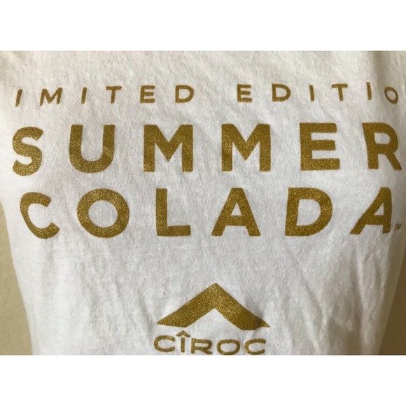 Gildan Glitter Sparkle Ciroc Summer Colada Crew Neck Short Sleeve Top Size S - Picture 2 of 3